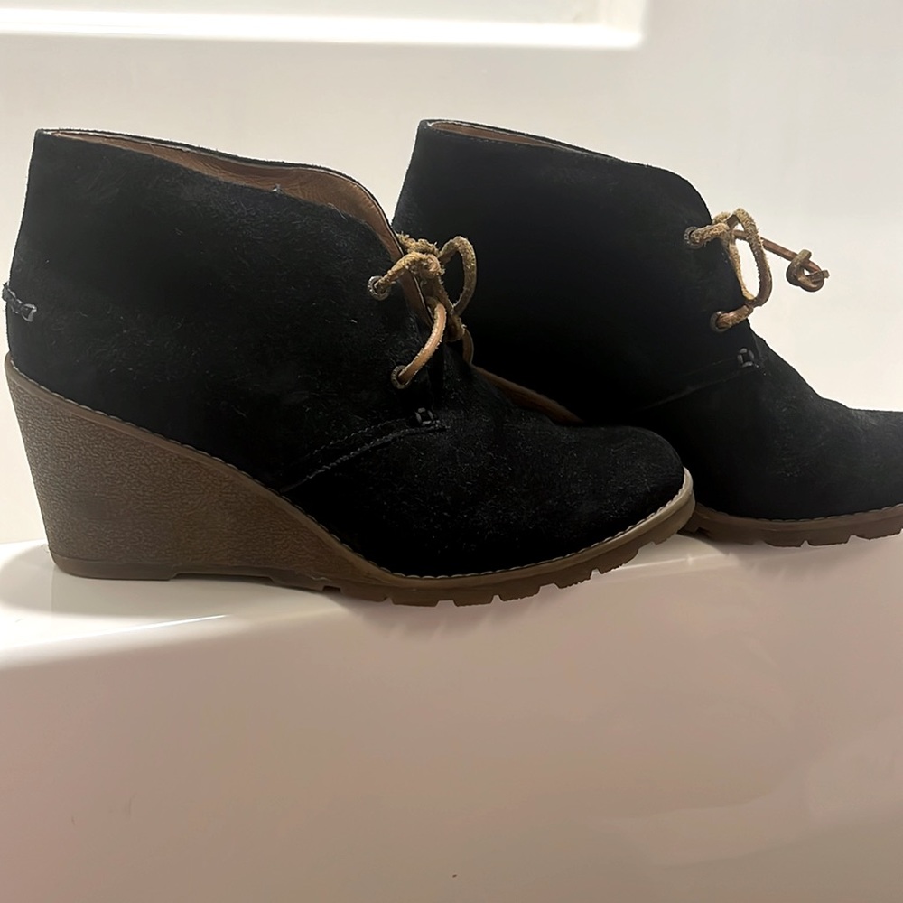 Sperry Top-spider Ankle Boot Black Bootie Wedge Stella Prow Suede 8